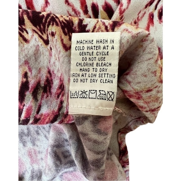 Kenar Boho Tribal print Pink Coral 3/4 Sleeve flowy lightweight blouse in Medium - Picture 9 of 10